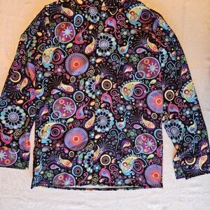 Men's Groovey Paisley Colorful Psychedelic 60s Style Button Down Shirt, L NWOT